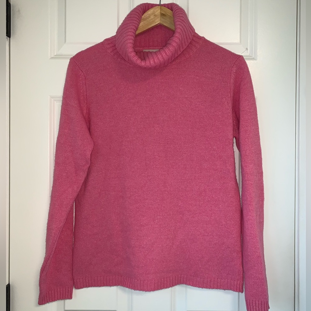 Benedetta B. Merino Wool & Cashmere Roll Neck Sweater Pink EUC Sz L Warm Office‎